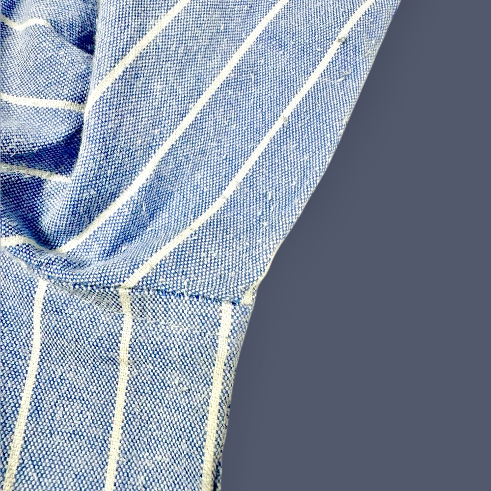 Abercrombie & Fitch Women’s Blue Striped Button Down Cotton Blend Shirt – Size L - Picture 10 of 16